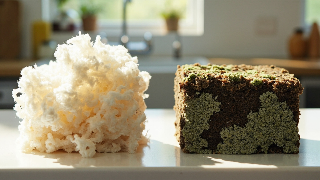 Green mold contamination on a mushroom kit face