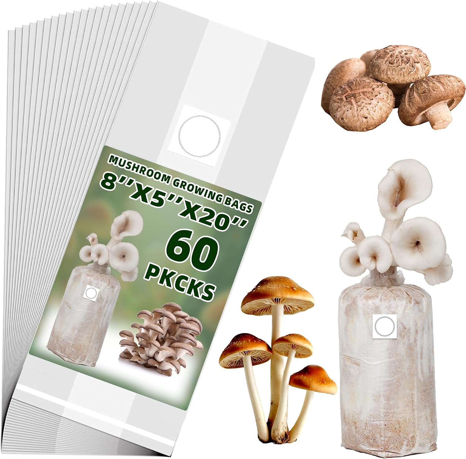 TonGass Autoclavable Mushroom Grow Bags Bulk with Microporous Filter Patchs