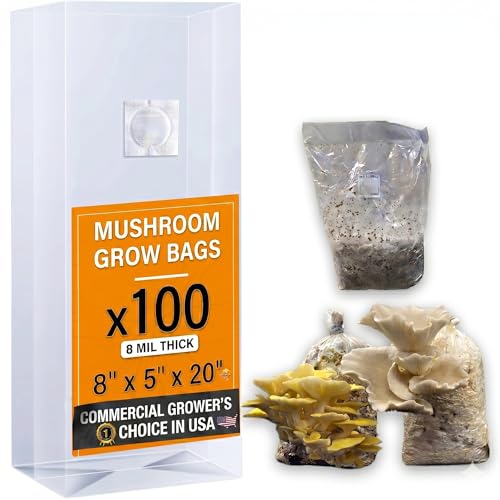 Terra Fungus Mushroom Grow Bags, 8\"x5\"x20\", 100 Units