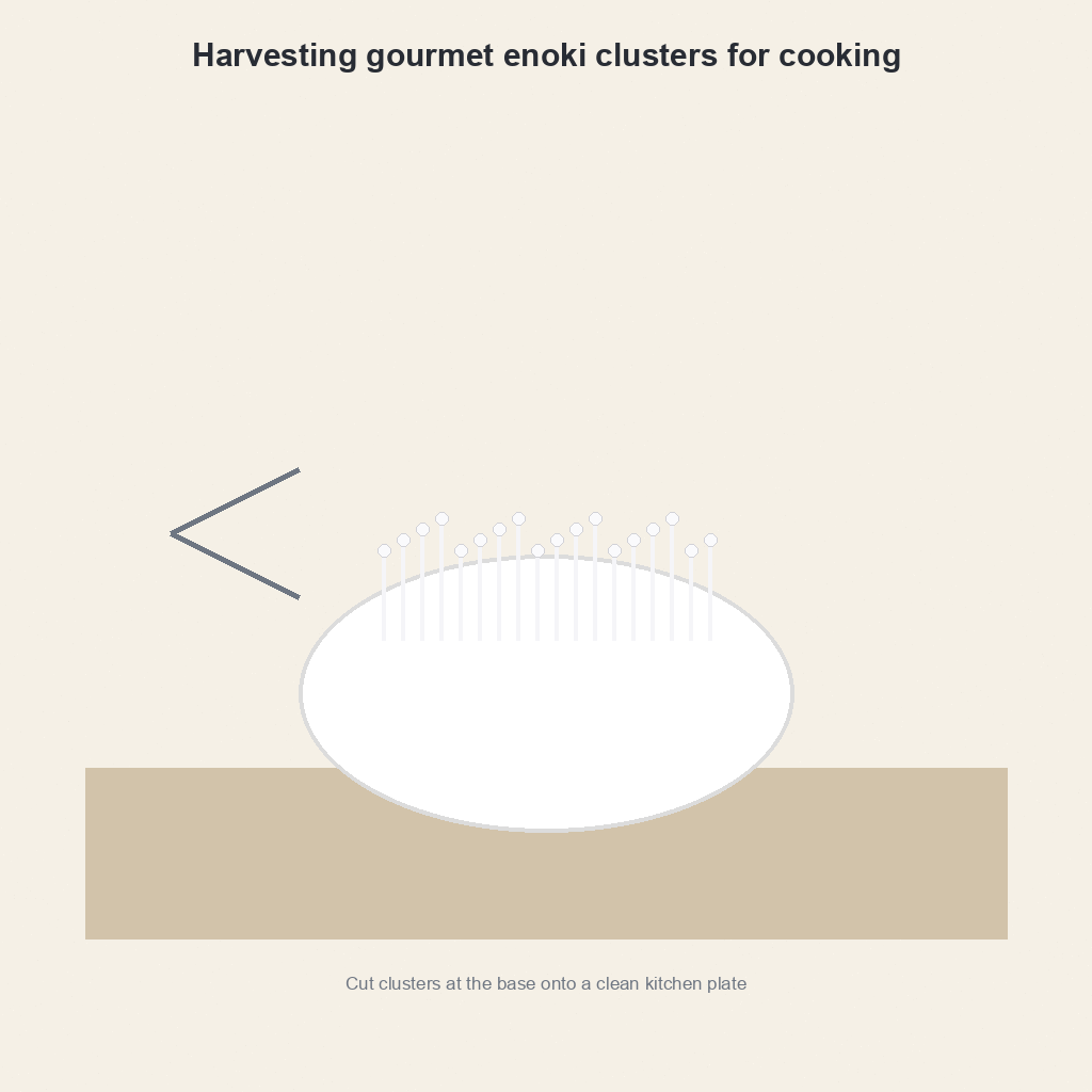 Harvesting gourmet enoki clusters for cooking