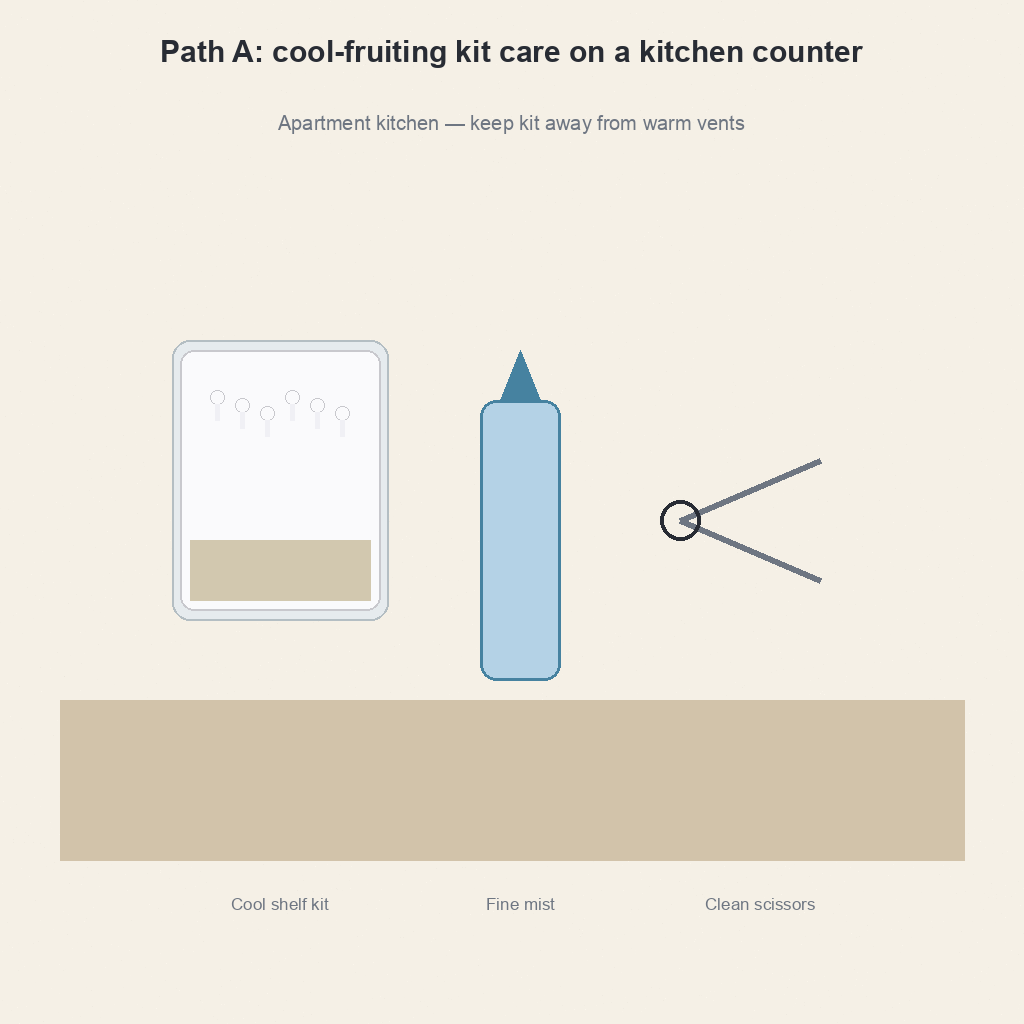 Path A enoki kit care on a kitchen counter