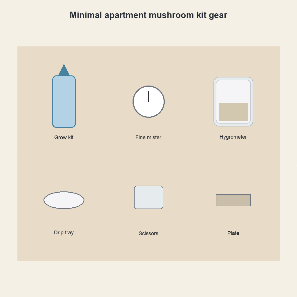 Minimal apartment mushroom kit gear